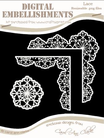 Snowflake Lace Corners and Medallions Digital Embellishments