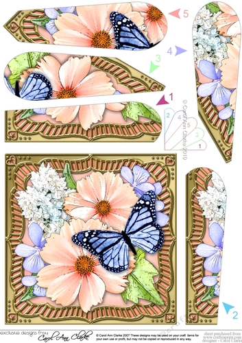 Flowers & Butterfly in a Gold Frame Fan Pyramage Topper