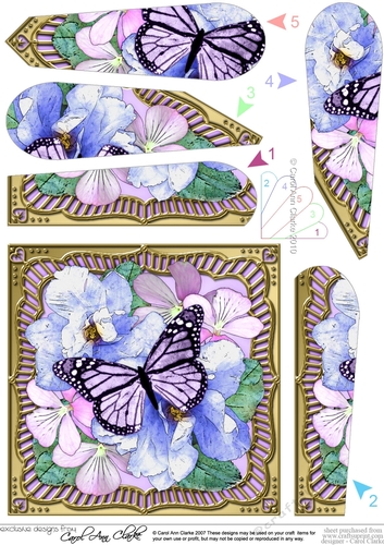 Flowers & Butterfly in a Gold Frame Fan Pyramage Topper
