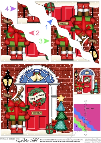Rudolf is at the Door - Christmas Wavy Corner Side Stacker