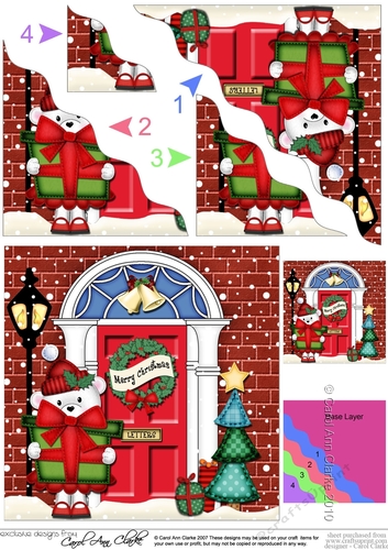 Teddy Tess is at the Door - Christmas Wavy Corner Side Stacker