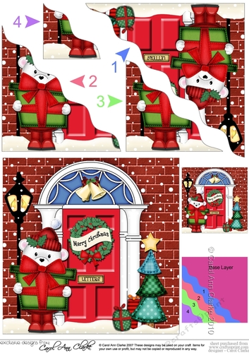 Teddy Ed is at the Door - Christmas Wavy Corner Side Stacker