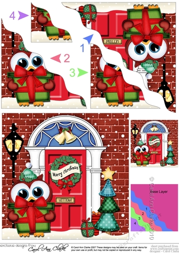 Little Hoot Owl is at the Door - Christmas Wavy Corner Side Stacker