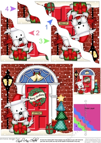 Jock Westie Dog is at the Door - Christmas Wavy Corner Side Stacker