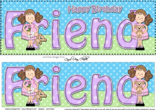 Large DL Happy Birthday FRIEND 3D decoupage