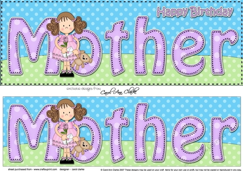 Large DL Happy Birthday MOTHER 3D decoupage