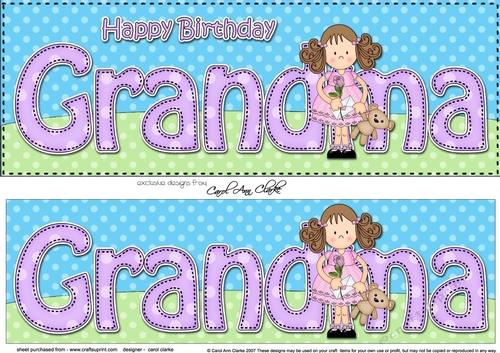 Large DL Happy Birthday GRANDMA 3D decoupage