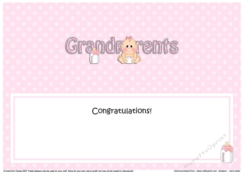 Large DL TO THE PROUD NEW GRANDPARENTS insert