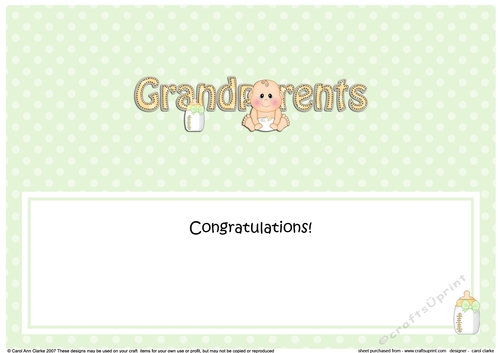 Large DL TO THE PROUD NEW GRANDPARENTS insert