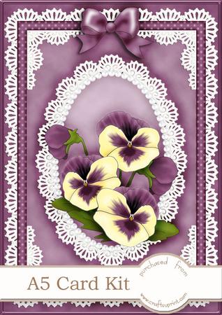 A5 Pansy, Lace and Pearls Kit with 3D Decoupage and Pyramage