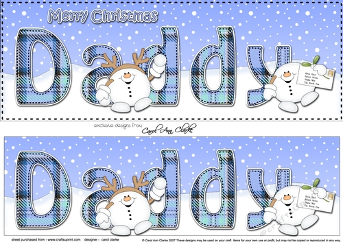 Large DL Merry Christmas DADDY 3D decoupage 