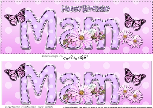 Large DL Happy Birthday MAM 3D decoupage