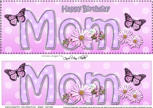 Large DL Happy Birthday MOM 3D decoupage