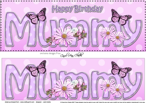 Large DL Happy Birthday MUMMY 3D decoupage