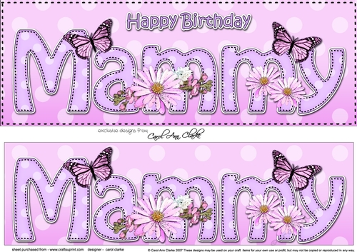 Large DL Happy Birthday MAMMY 3D decoupage