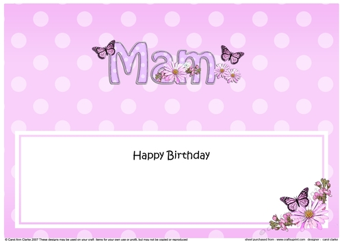 Large DL Happy Birthday MAM insert