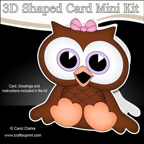 3D Shaped Card  Kit - Cute Little Olive Owl