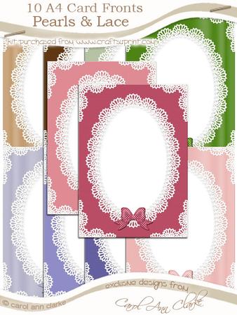 A4 Pearls and Lace Card Fronts Kit