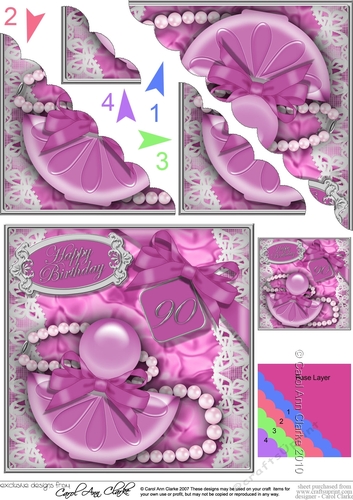 90th Birthday Perfume Lace & Pearls Scalloped Corner Stacker