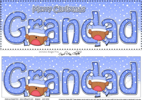 Large DL Merry Christmas GRANDAD 3D decoupage 