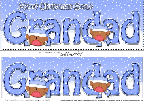Large DL Merry Christmas GREAT GRANDAD 3D decoupage 