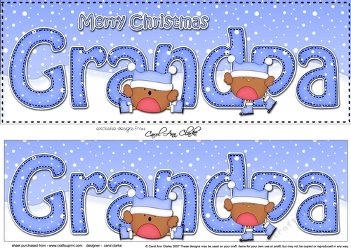 Large DL Merry Christmas GRANDPA 3D decoupage 