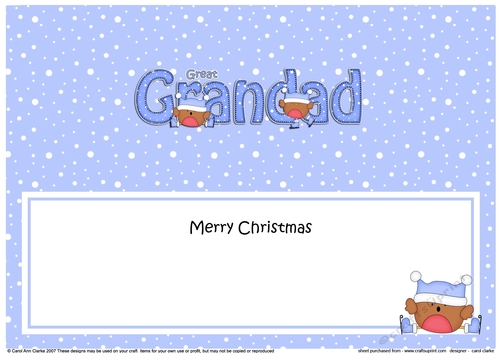 Large DL Merry Christmas GREAT GRANDAD insert