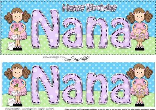 Large DL Happy Birthday NANA 3D decoupage