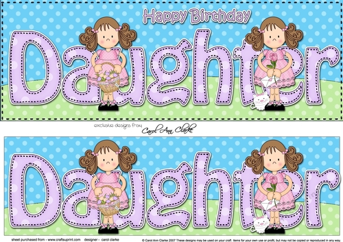Large DL Happy Birthday DAUGHTER 3D decoupage
