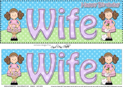 Large DL Happy Birthday WIFE 3D decoupage