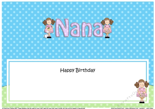 Large DL Happy Birthday NANA insert
