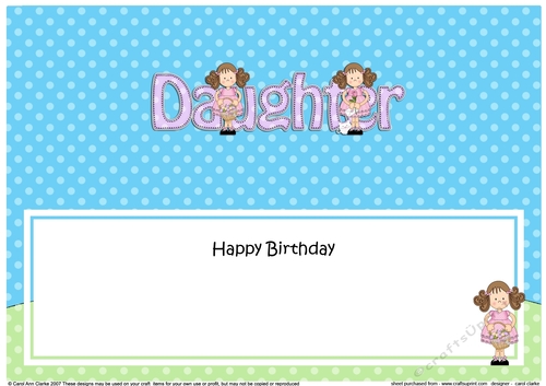 Large DL Happy Birthday DAUGHTER insert