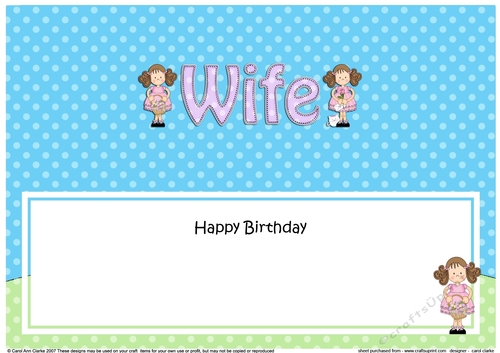 Large DL Happy Birthday WIFE insert