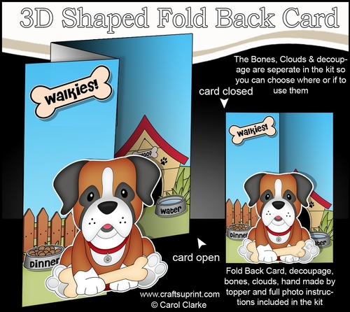 3D Shaped No-Hole Fold Back Mini Kit - Little Boxer Dog Bruiser