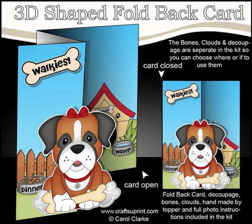 3D Shaped No-Hole Fold Back Mini Kit - Little Boxer Dog Missy