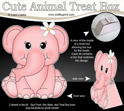 3D Cute Animal Treat Box Gift Set Mini Kit - Cute Little Lola Elephant