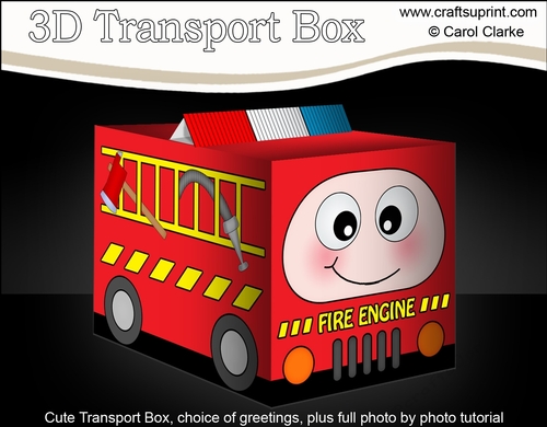3D Cute Transport Treat Box Gift Set Mini Kit - Fire Engine