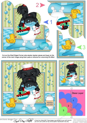 Shell Edged Corner Side Stacker - Bathtub Buddies - Little Shih Tzu Dog