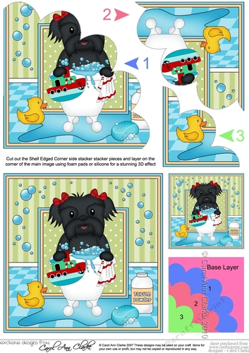 Shell Edged Corner Side Stacker - Bathtub Buddies - Little Shih Tzu Dog