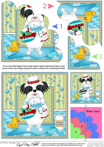 Shell Edged Corner Side Stacker - Bathtub Buddies - Little Shih Tzu Dog