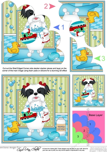 Shell Edged Corner Side Stacker - Bathtub Buddies - Little Shih Tzu Dog