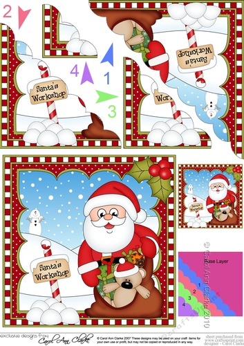 Christmas Santa Scalloped Corner Stacker
