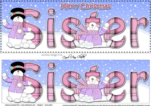 Large DL Merry Christmas SISTER 3D decoupage 