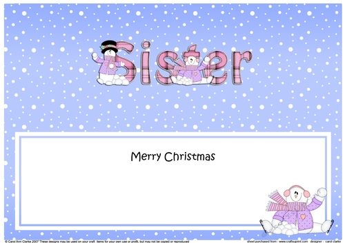 Large DL Merry Christmas SISTER insert