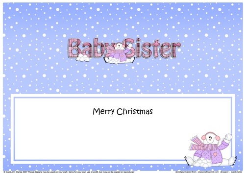 Large DL Merry Christmas BABY SISTER insert