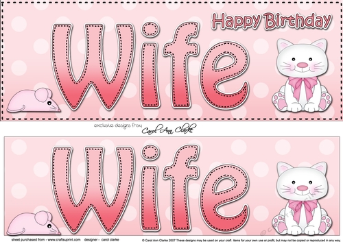 Large DL Happy Birthday WIFE 3D decoupage