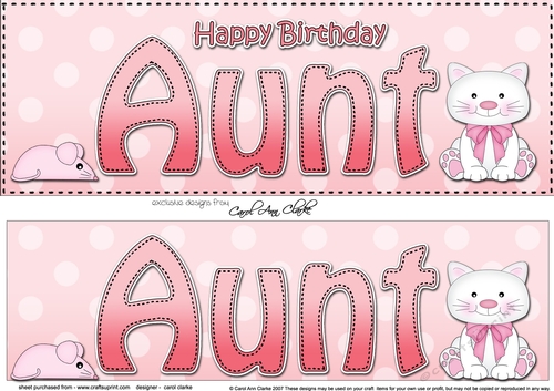 Large DL Happy Birthday AUNT 3D decoupage