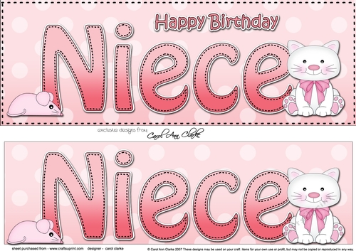 Large DL Happy Birthday NIECE 3D decoupage