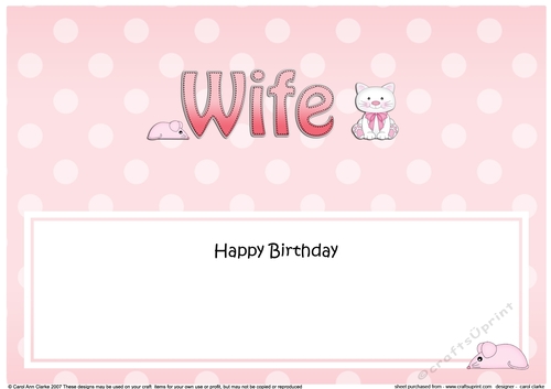 Large DL Happy Birthday WIFE insert