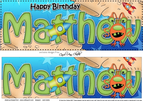 Large DL Happy Birthday MATTHEW 3D decoupage
